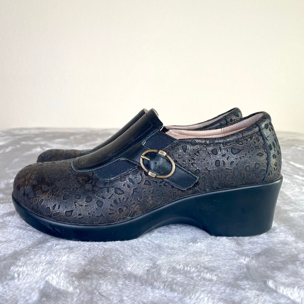 Y2K Womens Clogs Sz 9 Leather Chunky Scandi Boho Cottage Fairy Grunge Granola